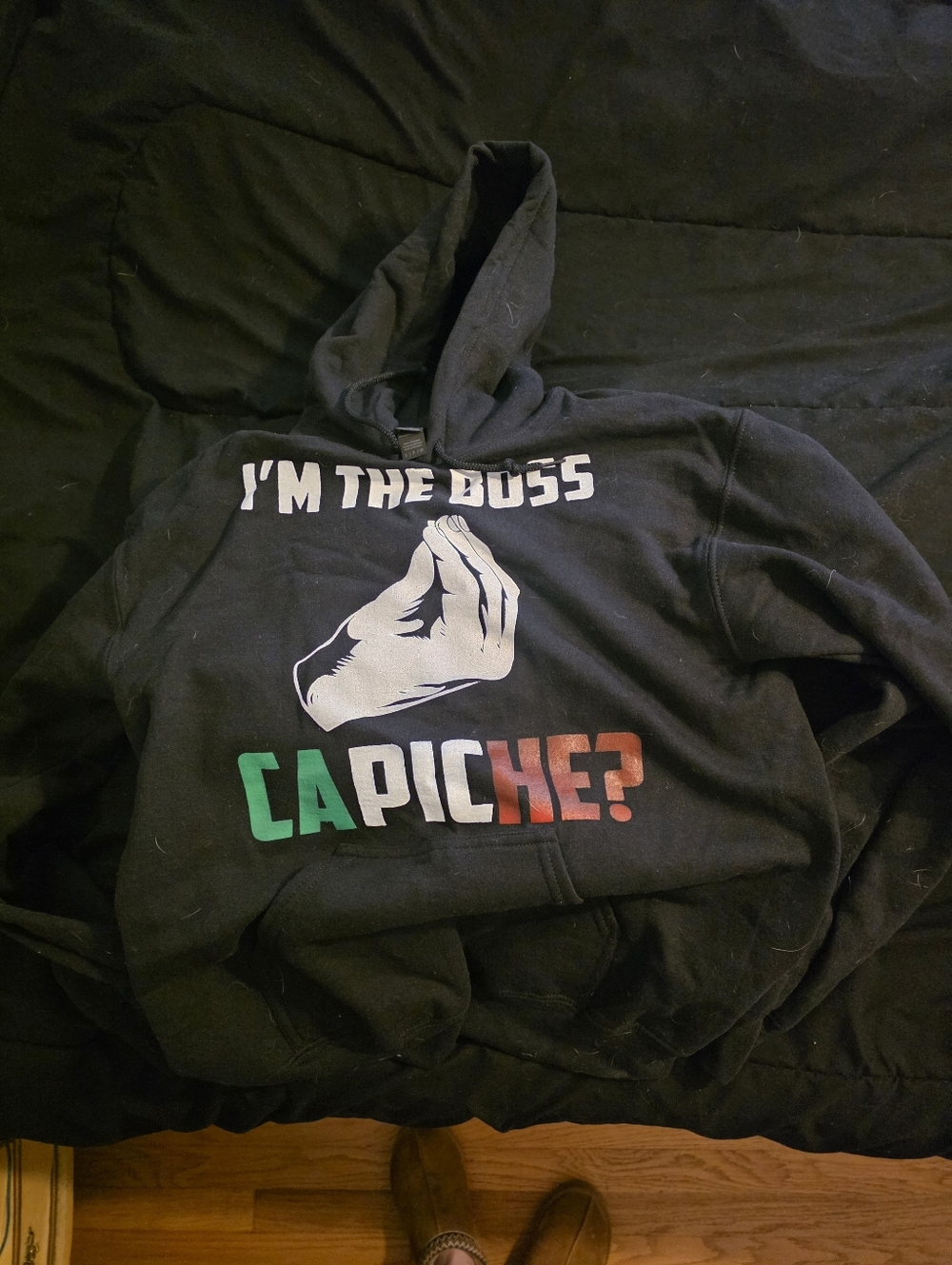 Gildan Black Hoodie with White Bold Graphic